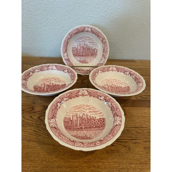 Royal Swan, Vegetable Bowl, Conway Castle, Historic Castles, Red Transferware - Picture 3 of 3